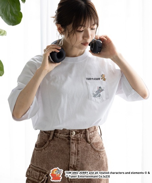 RAGEBLUE（レイジブルー）の「TOM&JERRY トムとジェリーバックプリントTシャツ（Tシャツ/カットソー・レディース・チャコールグレー/ホワイト/ブルー・FREE）」の17枚目の写真