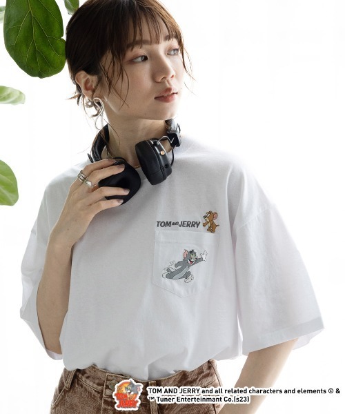 RAGEBLUE（レイジブルー）の「TOM&JERRY トムとジェリーバックプリントTシャツ（Tシャツ/カットソー・レディース・チャコールグレー/ホワイト/ブルー・FREE）」の18枚目の写真