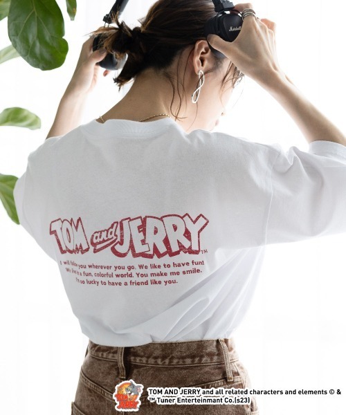RAGEBLUE（レイジブルー）の「TOM&JERRY トムとジェリーバックプリントTシャツ（Tシャツ/カットソー・レディース・チャコールグレー/ホワイト/ブルー・FREE）」の21枚目の写真