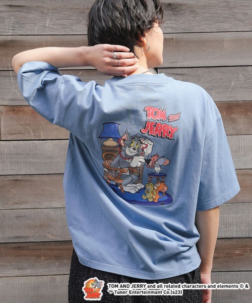 RAGEBLUE（レイジブルー）の「TOM&JERRY トムとジェリーバックプリントTシャツ（Tシャツ/カットソー・レディース・チャコールグレー/ホワイト/ブルー・FREE）」の4枚目の写真