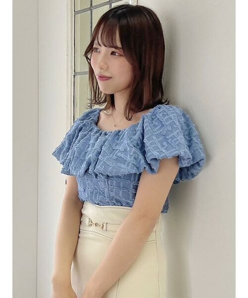 dazzlin（ダズリン）の「シアージャカードオフショルブラウス（シャツ/ブラウス・レディース・オフホワイト/ベージュ/ブルー・FREE）」の13枚目の写真