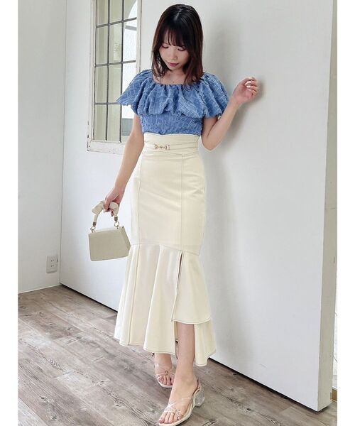 dazzlin（ダズリン）の「シアージャカードオフショルブラウス（シャツ/ブラウス・レディース・オフホワイト/ベージュ/ブルー・FREE）」の15枚目の写真