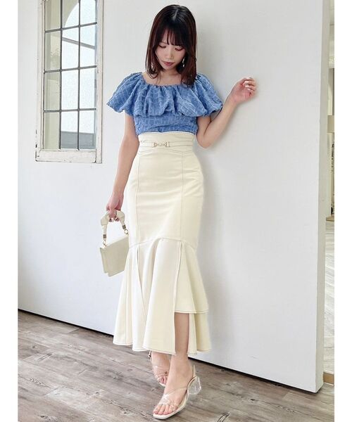 dazzlin（ダズリン）の「シアージャカードオフショルブラウス（シャツ/ブラウス・レディース・オフホワイト/ベージュ/ブルー・FREE）」の16枚目の写真