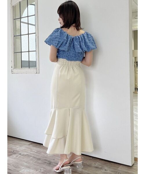 dazzlin（ダズリン）の「シアージャカードオフショルブラウス（シャツ/ブラウス・レディース・オフホワイト/ベージュ/ブルー・FREE）」の18枚目の写真