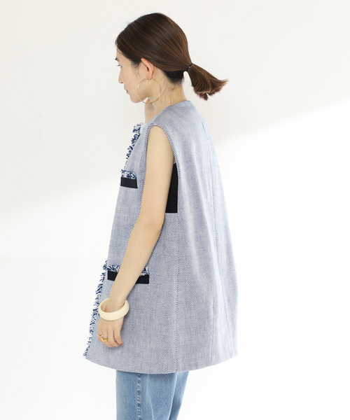 美品✨ヴェルメイユパーイエナ　フランス綾ツイードジレ　2023SS VERMEIL par iena（ヴェルメイユパーイエナ）の「フランス綾