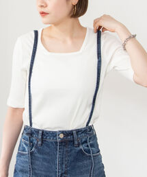Rie Miller | 前後2WAYハーフスリーブテレコプルオーバーカットソー(Tシャツ/カットソー)