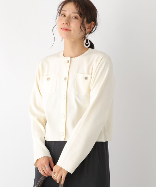 LEPSIM（レプシィム）の「14ゲージクルーショートカーディガン　192182（カーディガン/ボレロ・レディース・アイボリー/グリーン/ブラック・MEDIUM/LARGE）」の2枚目の写真