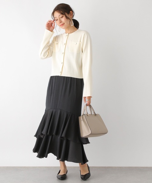 LEPSIM（レプシィム）の「14ゲージクルーショートカーディガン　192182（カーディガン/ボレロ・レディース・アイボリー/グリーン/ブラック・MEDIUM/LARGE）」の4枚目の写真