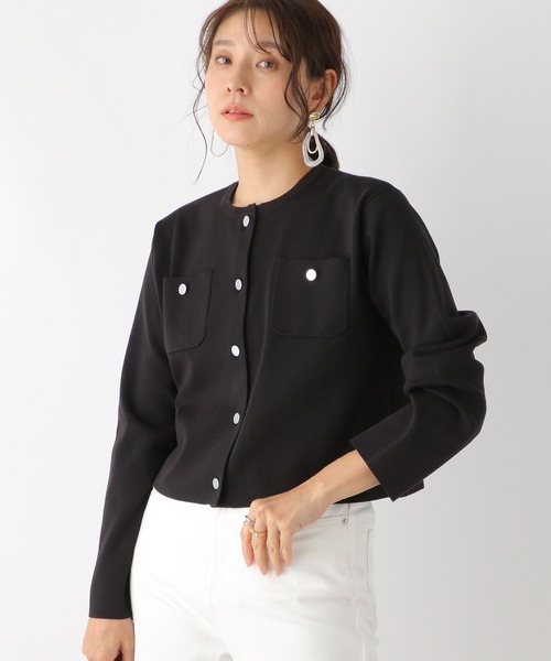 LEPSIM（レプシィム）の「14ゲージクルーショートカーディガン　192182（カーディガン/ボレロ・レディース・アイボリー/グリーン/ブラック・MEDIUM/LARGE）」の6枚目の写真