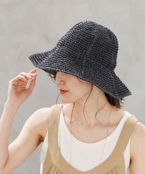 LEPSIM(レプシィム)の「ペーパーカギバリHAT 172504(ハット・レディース・ブラック/ブラウン/ベージュ・ONE SIZE)」の2枚目の写真