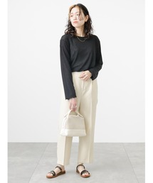 Samansa Mos2 blue | リネンタッチテーパードパンツ(その他パンツ)