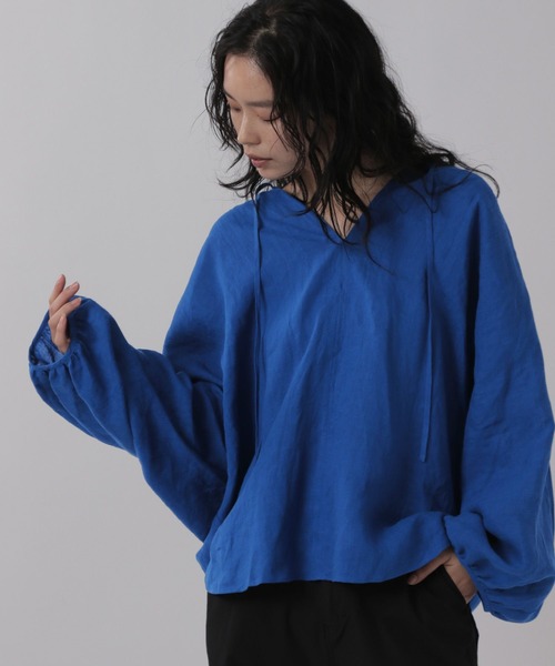 OFAKIND(オフアカインド)の「OFAKIND / フレンチリネンブラウス(シャツ/ブラウス・レディース・ブルー/ブラック/ホワイト・FREE)」の3枚目の写真