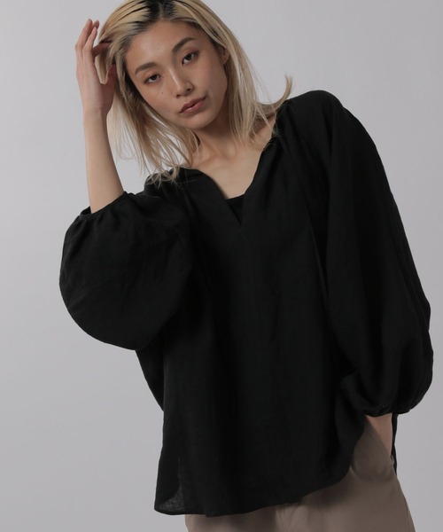 OFAKIND(オフアカインド)の「OFAKIND / フレンチリネンブラウス(シャツ/ブラウス・レディース・ブルー/ブラック/ホワイト・FREE)」の16枚目の写真