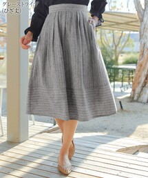 Tiaclasse（ティアクラッセ）の「【選べる丈】麻調タックフレアスカート（スカート）」