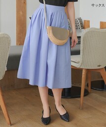 Tiaclasse（ティアクラッセ）の「【選べる丈】麻調タックフレアスカート（スカート）」