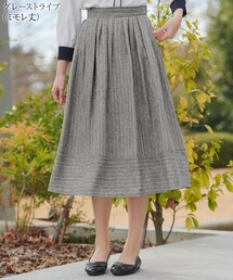 Tiaclasse（ティアクラッセ）の「【選べる丈】麻調タックフレアスカート（スカート）」