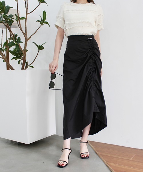 MODE ROBE（モードローブ）の「ドロストデザインスカート（スカート・レディース・アイボリー/カーキ/ブラック・FREE）」の4枚目の写真