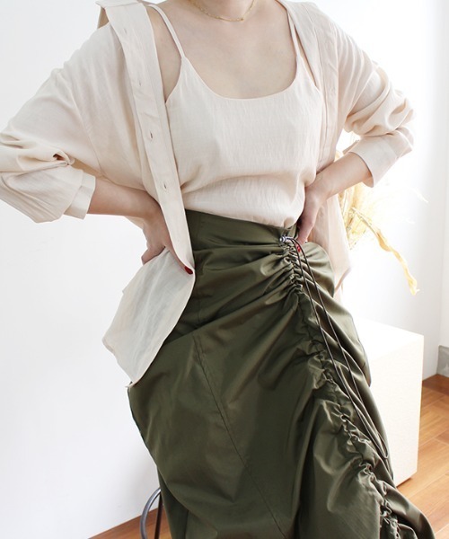 MODE ROBE（モードローブ）の「ドロストデザインスカート（スカート・レディース・アイボリー/カーキ/ブラック・FREE）」の15枚目の写真