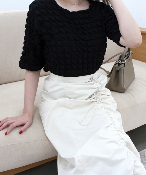 MODE ROBE（モードローブ）の「ドロストデザインスカート（スカート・レディース・アイボリー/カーキ/ブラック・FREE）」の22枚目の写真