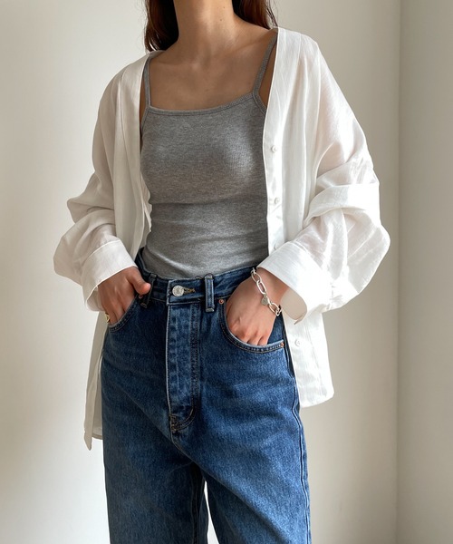 CANAL JEAN(キャナルジーン)の「El mar(エルマール) パット付きリブキャミソール(キャミソール・レディース・ホワイト/ブラック/グレー・ONE SIZE)」の4枚目の写真