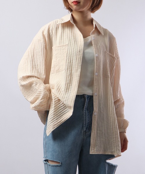 &soiree(アンドソワレ)の「&soiree リネンコットンオーバーシャツ(シャツ/ブラウス・レディース・グリーン/ピンク/ホワイト・F)」の1枚目の写真