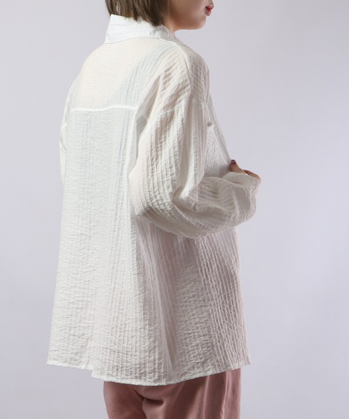 &soiree(アンドソワレ)の「&soiree リネンコットンオーバーシャツ(シャツ/ブラウス・レディース・グリーン/ピンク/ホワイト・F)」の8枚目の写真