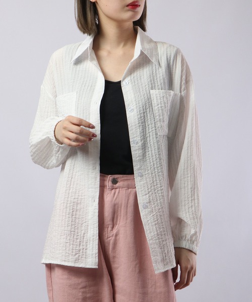 &soiree(アンドソワレ)の「&soiree リネンコットンオーバーシャツ(シャツ/ブラウス・レディース・グリーン/ピンク/ホワイト・F)」の4枚目の写真