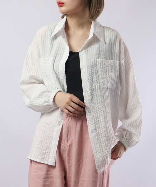 &soiree(アンドソワレ)の「&soiree リネンコットンオーバーシャツ(シャツ/ブラウス・レディース・グリーン/ピンク/ホワイト・F)」の5枚目の写真