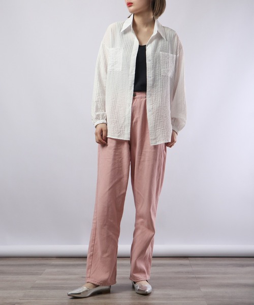 &soiree(アンドソワレ)の「&soiree リネンコットンオーバーシャツ(シャツ/ブラウス・レディース・グリーン/ピンク/ホワイト・F)」の9枚目の写真