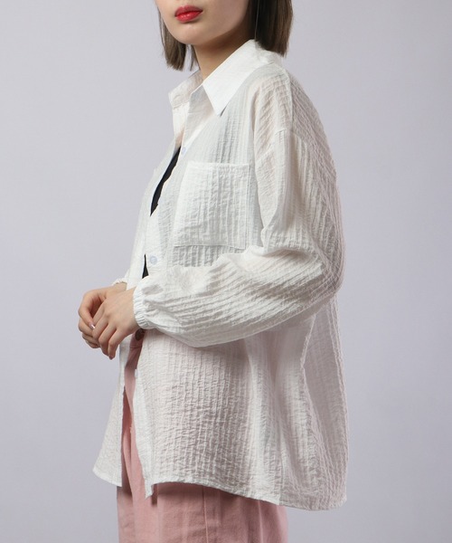 &soiree(アンドソワレ)の「&soiree リネンコットンオーバーシャツ(シャツ/ブラウス・レディース・グリーン/ピンク/ホワイト・F)」の7枚目の写真