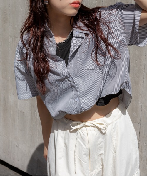 SpRay（スプレイ）の「レイヤードシャツ（シャツ/ブラウス・レディース・ブラック/ブルー/ベージュ・FREE）」の6枚目の写真