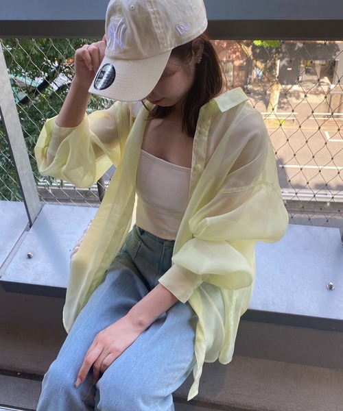 one after another NICE CLAUP（ワンアフターアナザーナイスクラップ）の「バックリボンシアーシャツ（シャツ/ブラウス・レディース・オフホワイト/アイボリー/イエロー/モカ・FREE）」の4枚目の写真