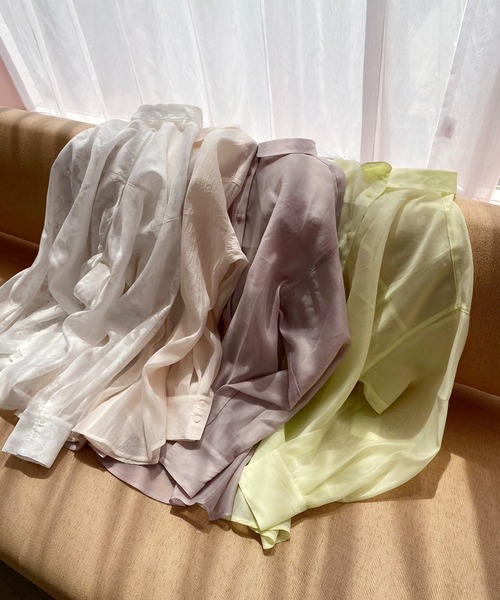 one after another NICE CLAUP（ワンアフターアナザーナイスクラップ）の「バックリボンシアーシャツ（シャツ/ブラウス・レディース・オフホワイト/アイボリー/イエロー/モカ・FREE）」の13枚目の写真