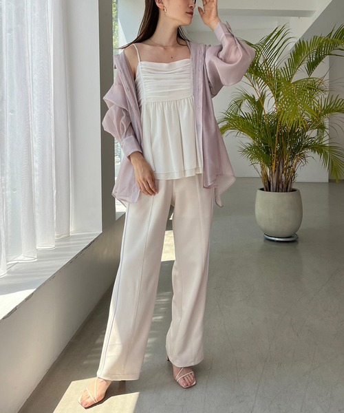 one after another NICE CLAUP（ワンアフターアナザーナイスクラップ）の「バックリボンシアーシャツ（シャツ/ブラウス・レディース・オフホワイト/アイボリー/イエロー/モカ・FREE）」の9枚目の写真