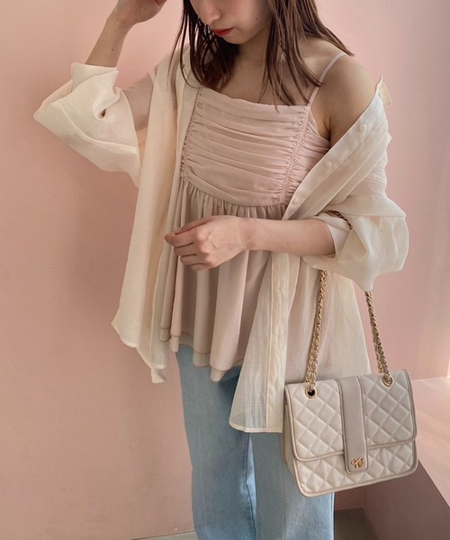 one after another NICE CLAUP（ワンアフターアナザーナイスクラップ）の「バックリボンシアーシャツ（シャツ/ブラウス・レディース・オフホワイト/アイボリー/イエロー/モカ・FREE）」の12枚目の写真