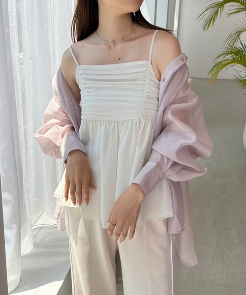 one after another NICE CLAUP（ワンアフターアナザーナイスクラップ）の「バックリボンシアーシャツ（シャツ/ブラウス・レディース・オフホワイト/アイボリー/イエロー/モカ・FREE）」の20枚目の写真