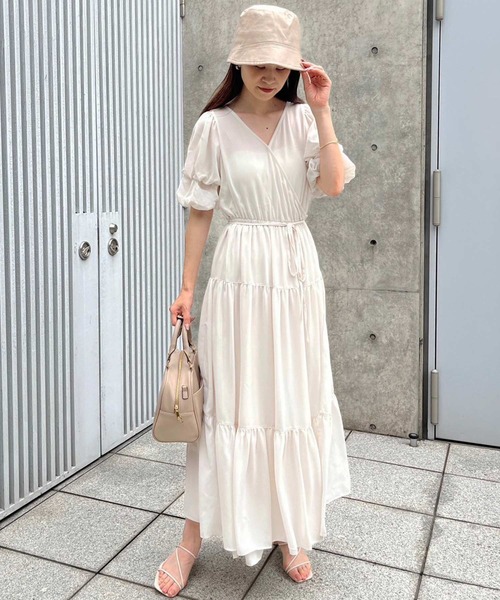 one after another NICE CLAUP（ワンアフターアナザーナイスクラップ）の「カシュクールワンピース（ワンピース・レディース・ブラック/ホワイト/ピンク/ミント・FREE）」の6枚目の写真