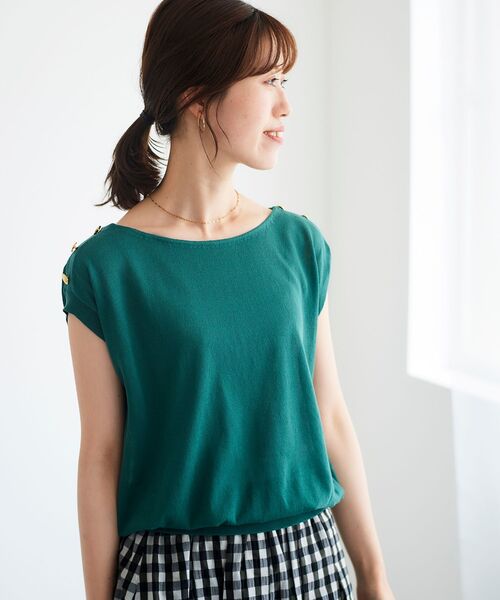 le.coeur blanc（ルクールブラン）の「ショルダーボタンフレンチニット（ニット/セーター・レディース・ブラック/グリーン/ホワイト系その他・38）」の3枚目の写真