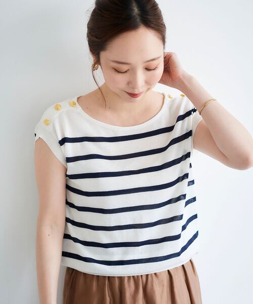 le.coeur blanc(ルクールブラン)の「ショルダーボタンフレンチニット(ニット/セーター・レディース・ブラック/グリーン/ホワイト系その他・38)」の5枚目の写真