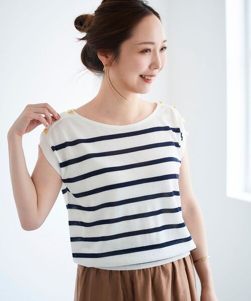 le.coeur blanc(ルクールブラン)の「ショルダーボタンフレンチニット(ニット/セーター・レディース・ブラック/グリーン/ホワイト系その他・38)」の6枚目の写真