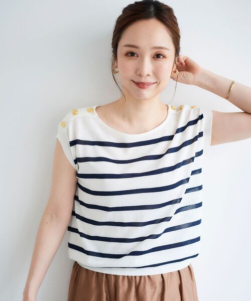 le.coeur blanc（ルクールブラン）の「ショルダーボタンフレンチニット（ニット/セーター・レディース・ブラック/グリーン/ホワイト系その他・38）」の4枚目の写真