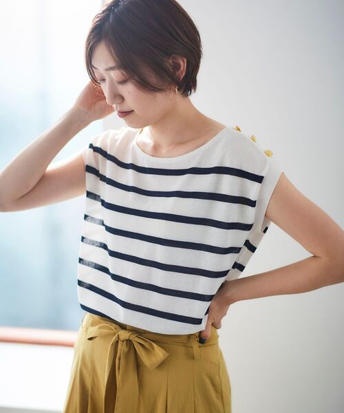 le.coeur blanc（ルクールブラン）の「ショルダーボタンフレンチニット（ニット/セーター・レディース・ブラック/グリーン/ホワイト系その他・38）」の12枚目の写真