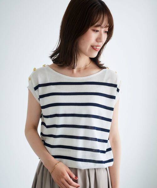 le.coeur blanc（ルクールブラン）の「ショルダーボタンフレンチニット（ニット/セーター・レディース・ブラック/グリーン/ホワイト系その他・38）」の16枚目の写真