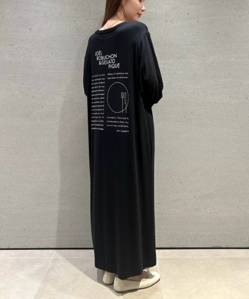 【JOEL ROBUCHON】レーヨンシルクバックプリントワンピース