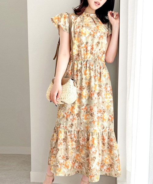 【セール】花柄プリントギャザーワンピース（ワンピース）｜alotta（アロッタ）