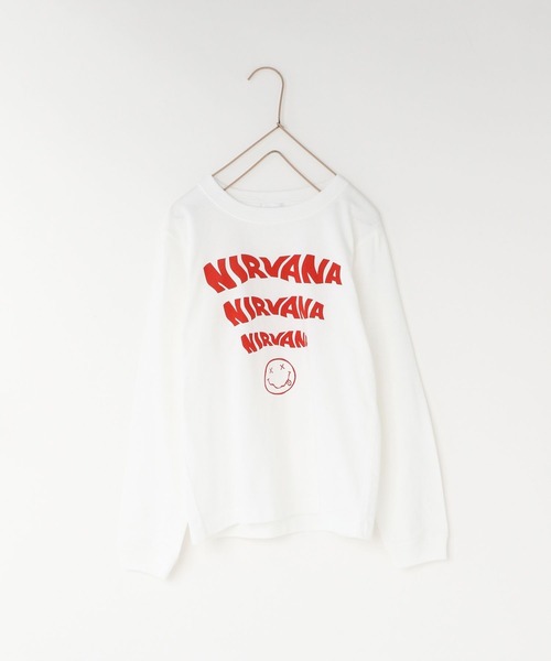 LOWRYS FARM（ローリーズファーム）の「ＮＩＲＶＡＮＡロンＴ　970464（Tシャツ/カットソー・キッズ・ホワイト/チャコールグレー/ダークグレー・110cm/130cm/150cm）」の2枚目の写真