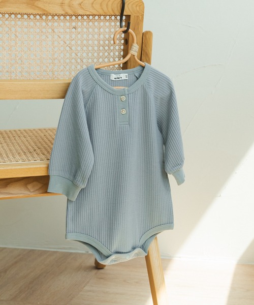 pairmanon(ペアマノン)の「【ベビー】ヘンリーネック ワッフル ロンパース(ロンパース・キッズ・ラベンダー/モカ/ブルー系その他3/グリーン系その他2/ライトベージュ/グレー系その他/カーキ・80/70)」の7枚目の写真