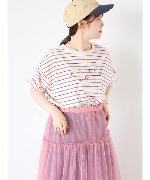 ehka sopo（エヘカソポ）の「ボーダー刺繍Tシャツ（Tシャツ