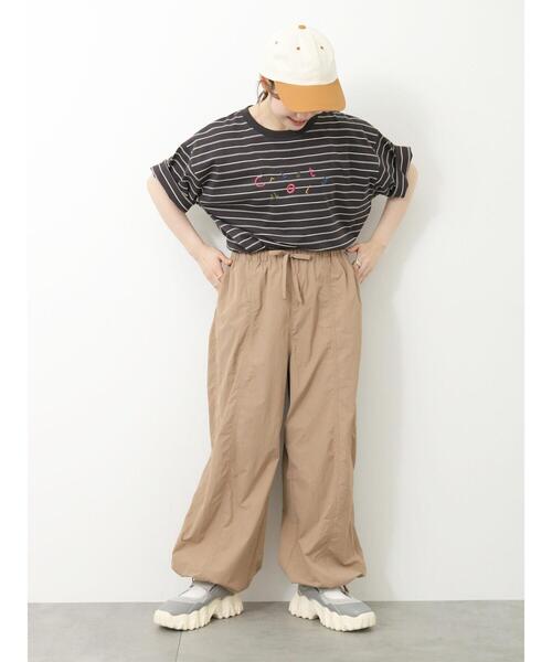 【お取り置き】エヘカソポ 刺繍ステッチ ボーダー Tシャツ セール】ボーダー刺繍Tシャツ（Tシャツ/カットソー）｜ehka sopo