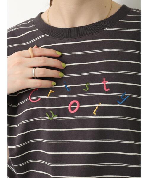 【お取り置き】エヘカソポ 刺繍ステッチ ボーダー Tシャツ ehka sopo（エヘカソポ）の「ボーダー刺繍Tシャツ（Tシャツ